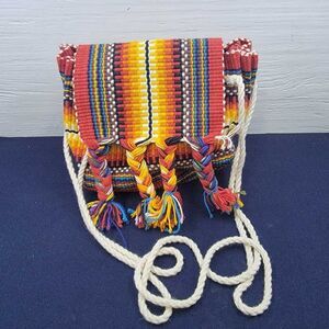 Boho Woven Fringe Tassel Crossbody Bag Striped Southwest Aztec Style